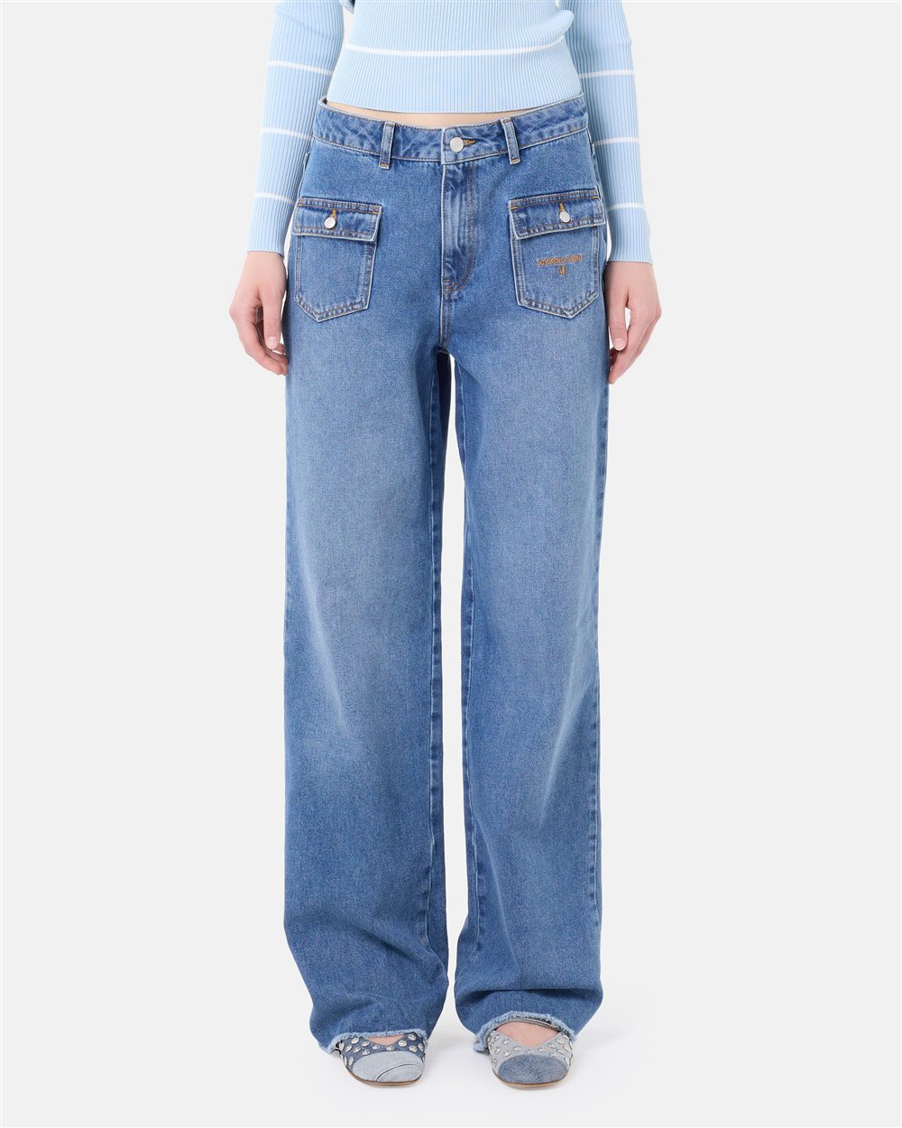 Loose fit indigo 5-pocket cotton denim pants | ICEBERG