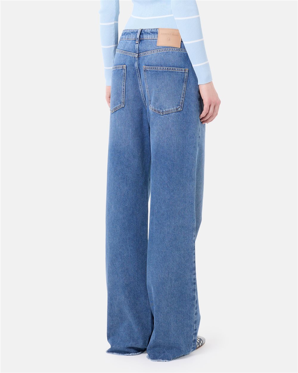 Loose fit indigo 5-pocket cotton denim pants | ICEBERG