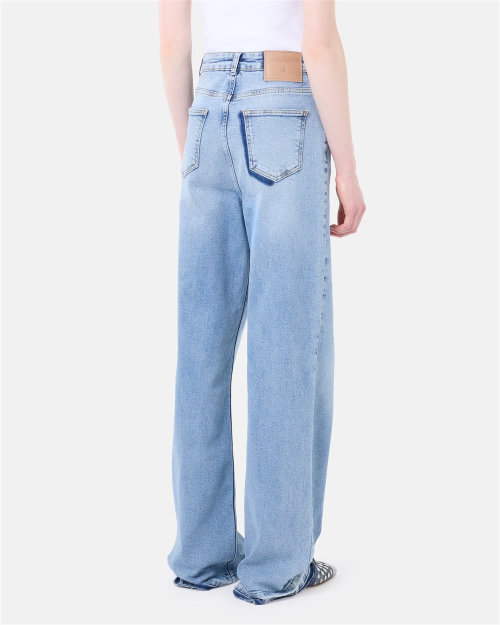 Indigo, boyfriend fit 5-pocket cotton denim pants | ICEBERG