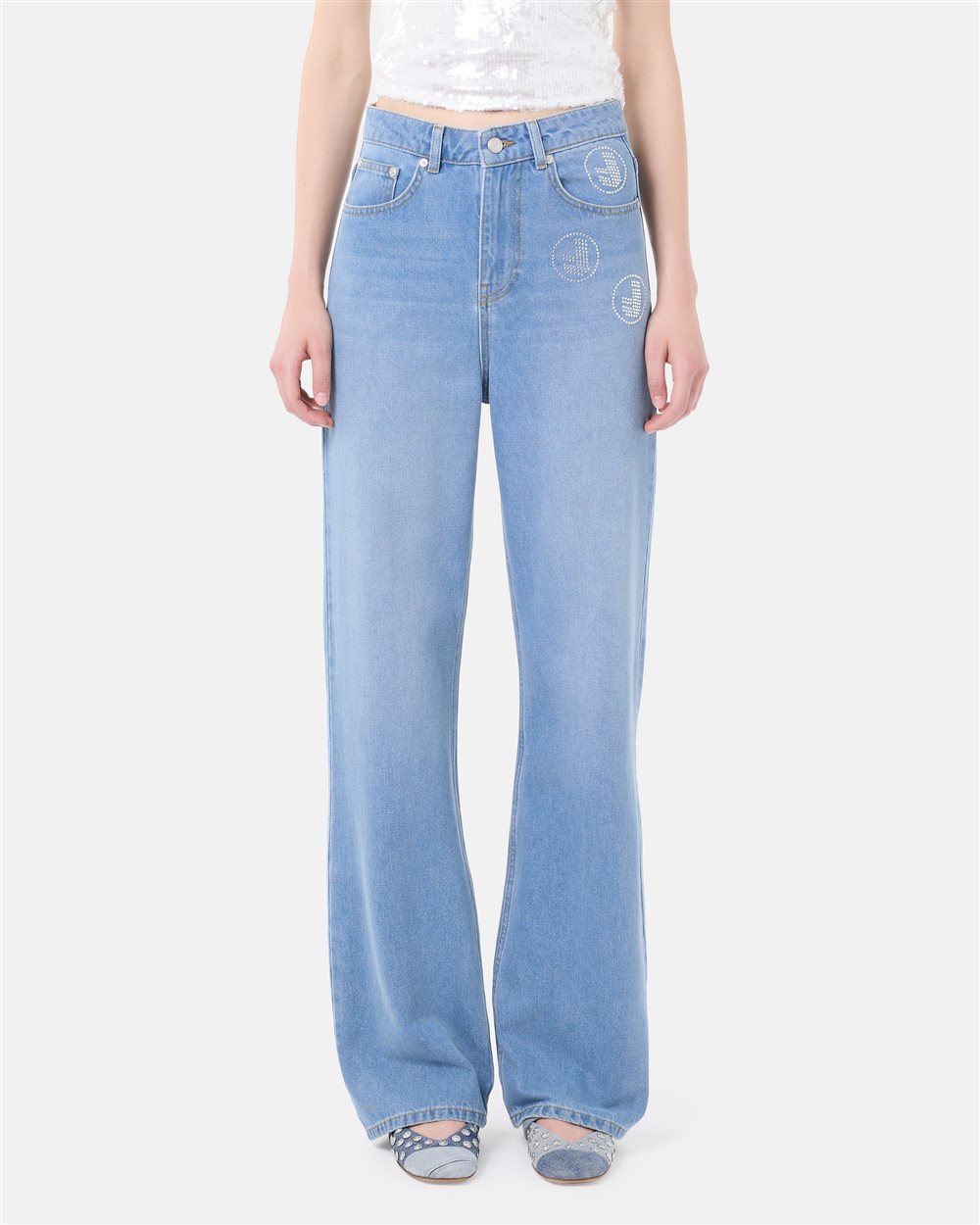 5-pocket faded blue boyfriend fit cotton denim pants | ICEBERG
