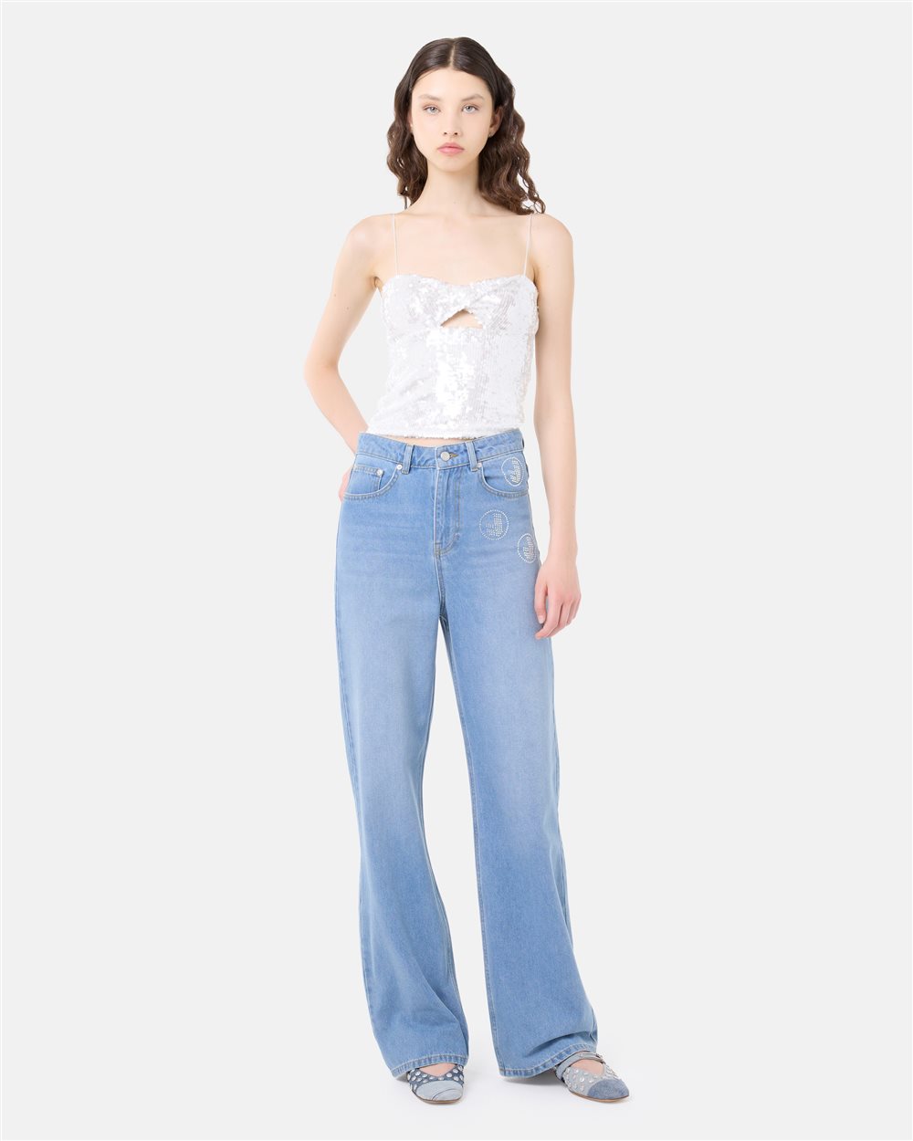 5-pocket faded blue boyfriend fit cotton denim pants | ICEBERG