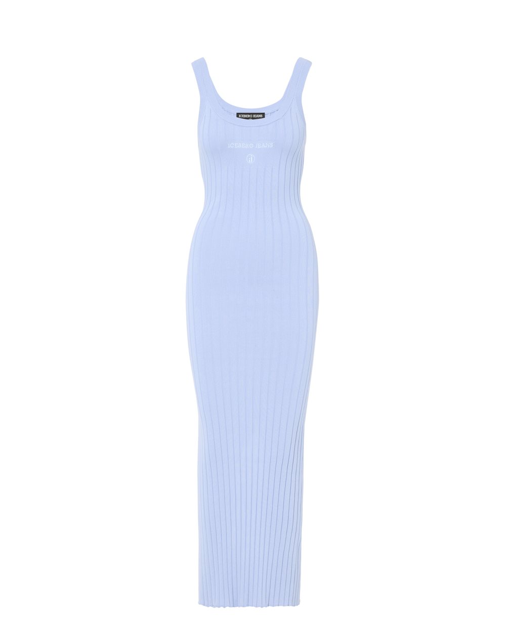Iceberg Light blue slip dress in pure ribbed cotton