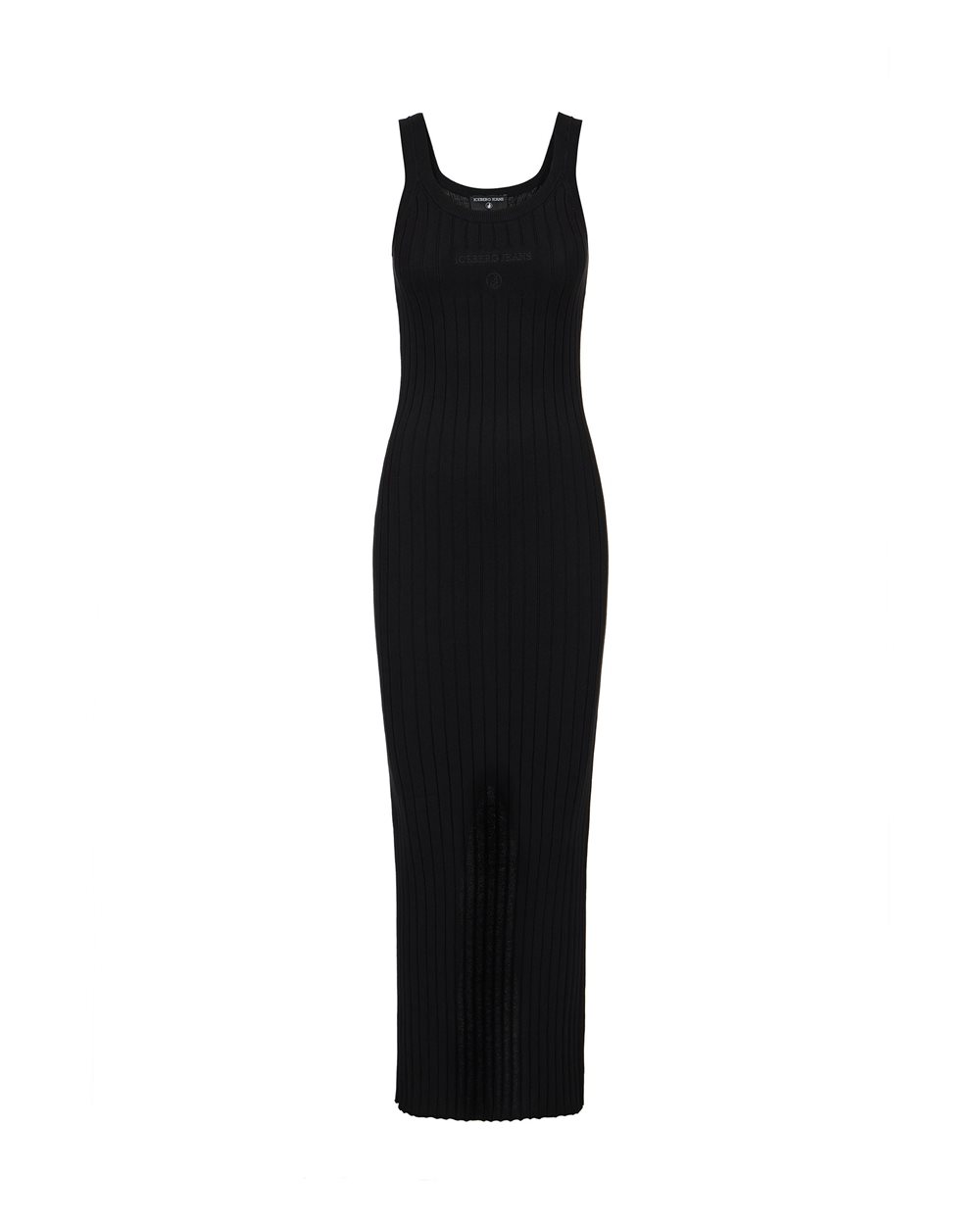 black cotton slip dress Iceberg Black slip dress in pure ribbed cotton