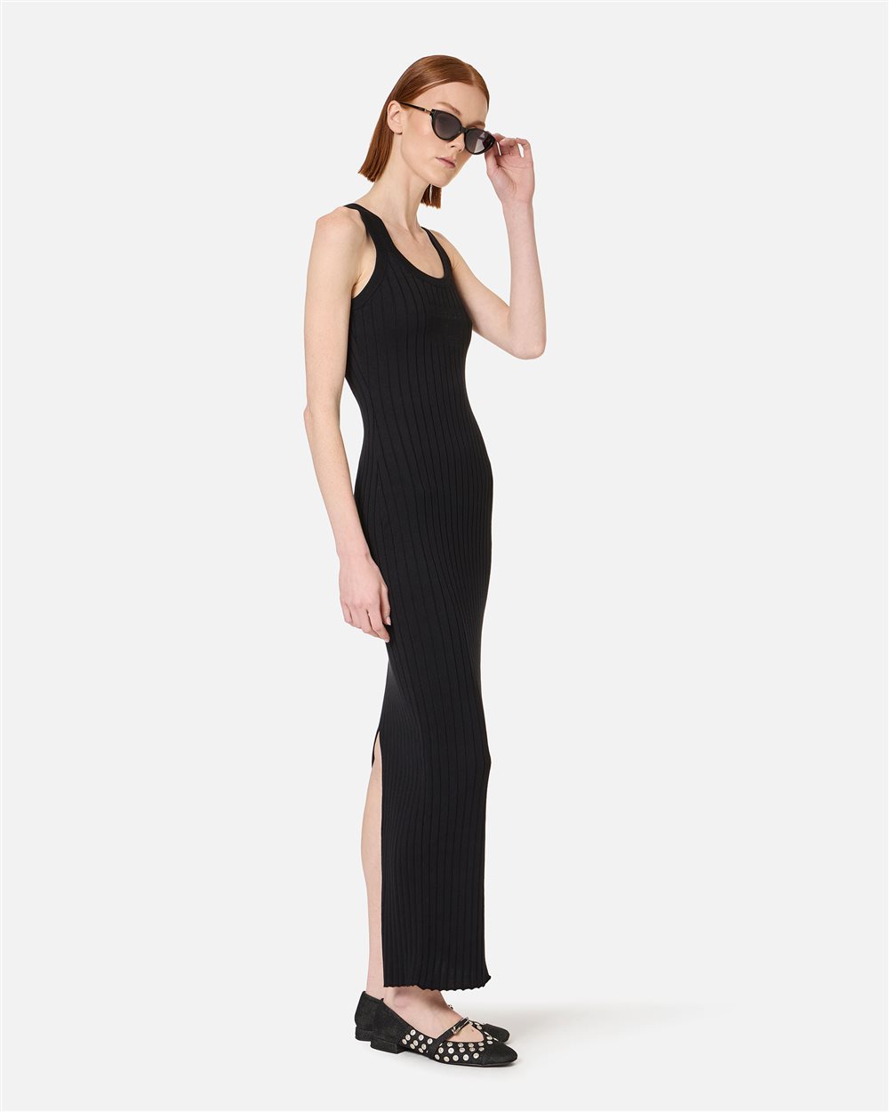 womens cotton slip dress Sunspel Black Soft Minidress