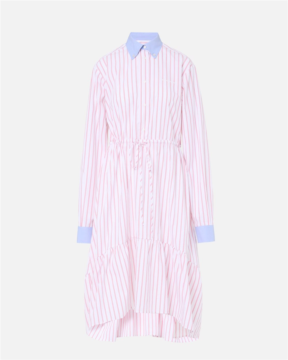 blue and pink striped maxi dress Emmie Lou Pink Striped Ribbed Knit Maxi Dress XL
