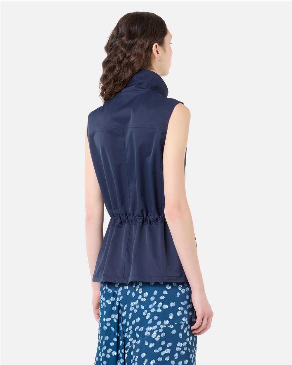 Navy blue polyester taffeta vest with pockets | ICEBERG