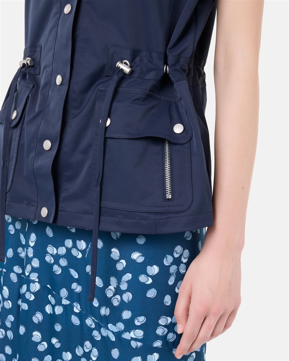 Navy blue polyester taffeta vest with pockets | ICEBERG