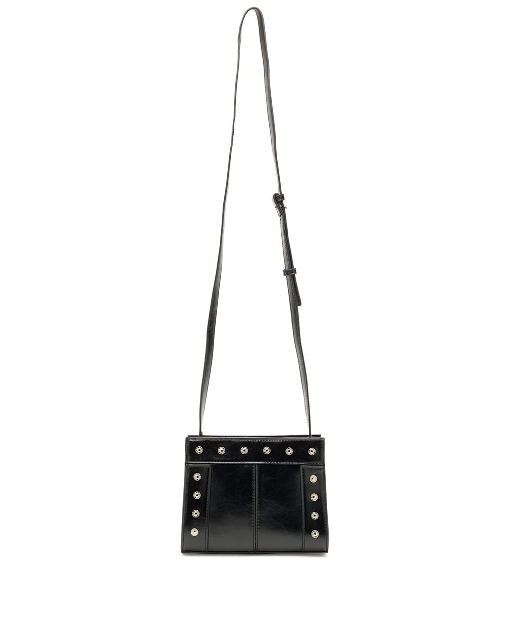 Black crossbody bag in brushed faux leather with rivets | ICEBERG