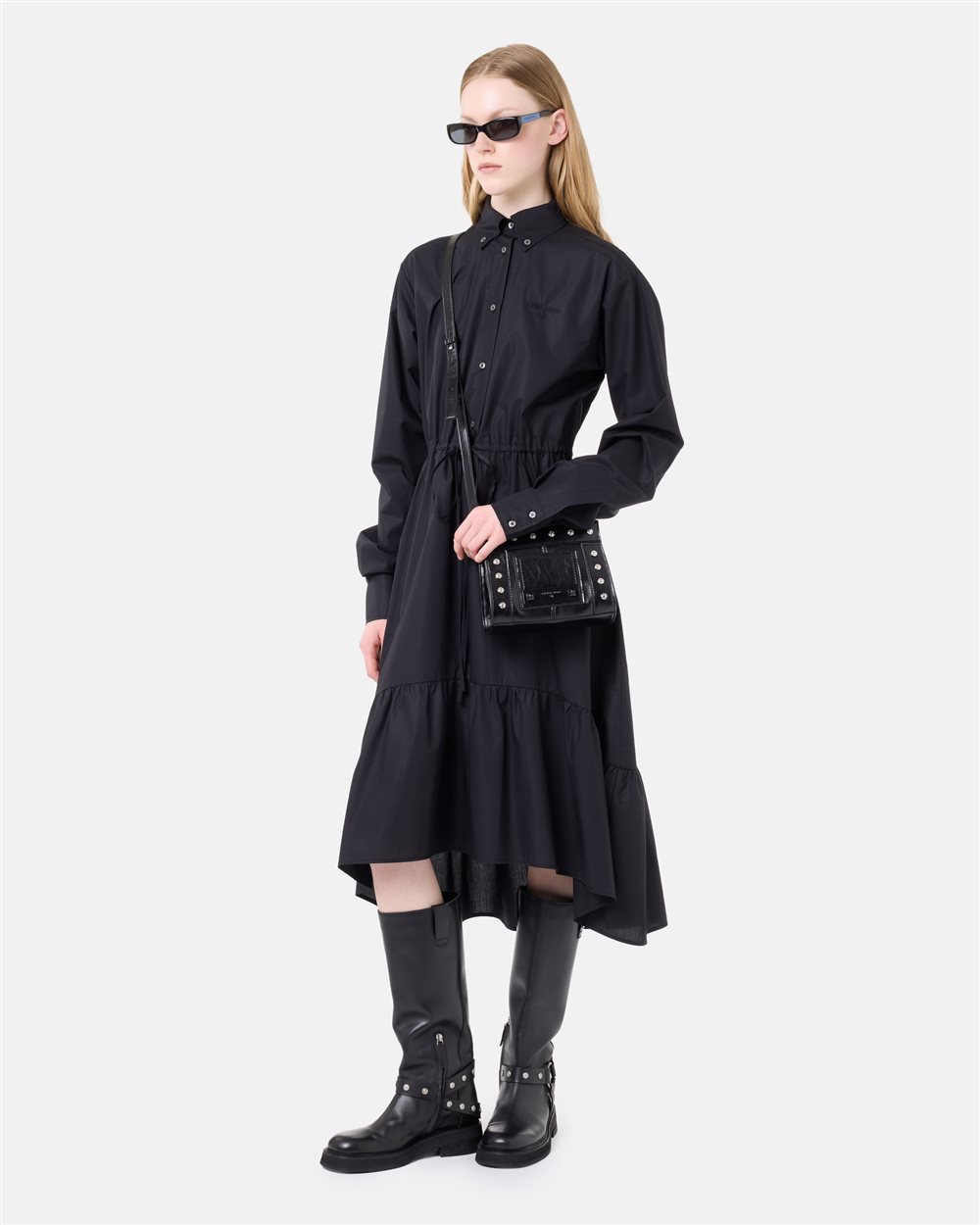 Black crossbody bag in brushed faux leather with rivets | ICEBERG