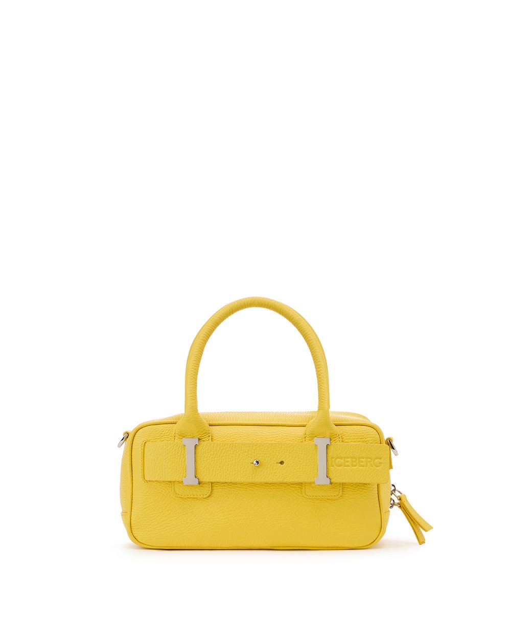 Yellow crossbody bag in calfskin leather with I buckle | ICEBERG