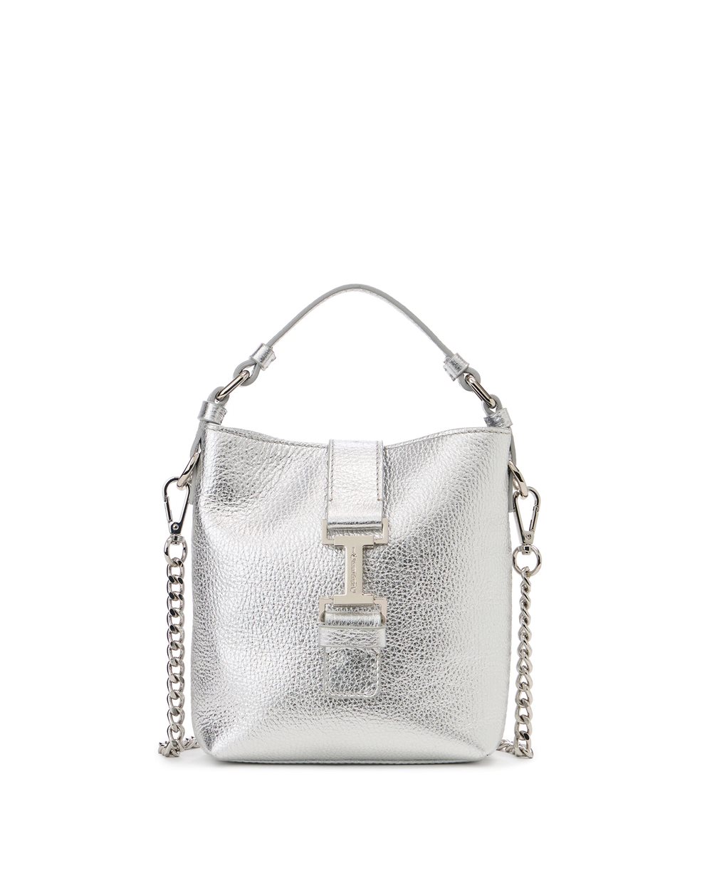 Silver calfskin shoulder bag with buckle | ICEBERG
