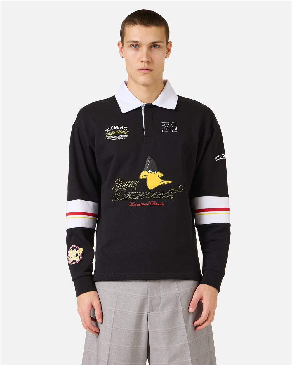 Black rugby fit cotton sweatshirt featuring Looney Tunes | ICEBERG