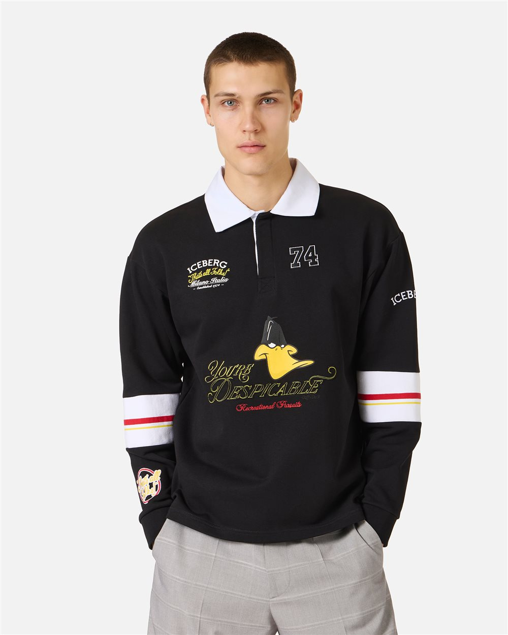 Black rugby fit cotton sweatshirt featuring Looney Tunes | ICEBERG