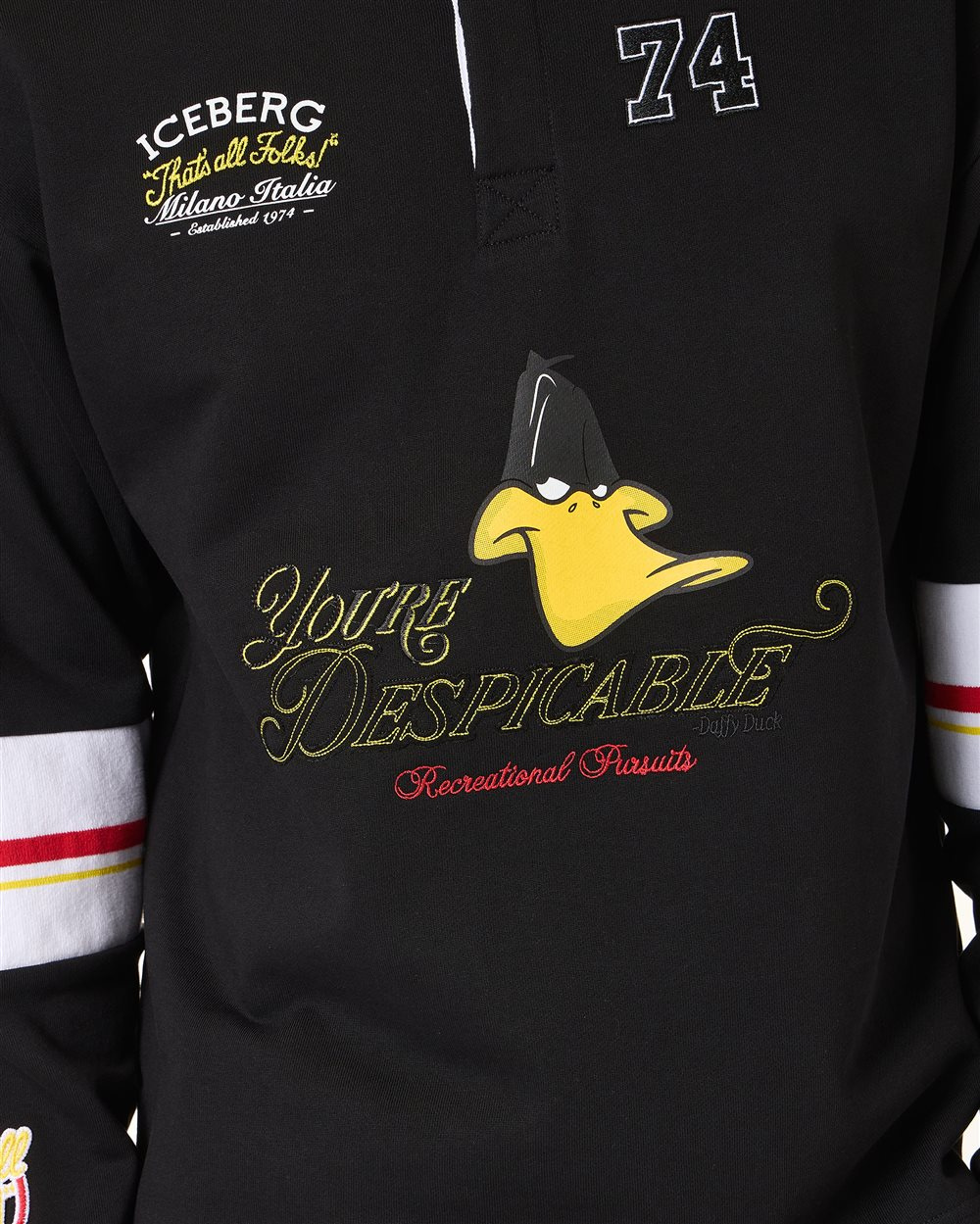 Black rugby fit cotton sweatshirt featuring Looney Tunes | ICEBERG