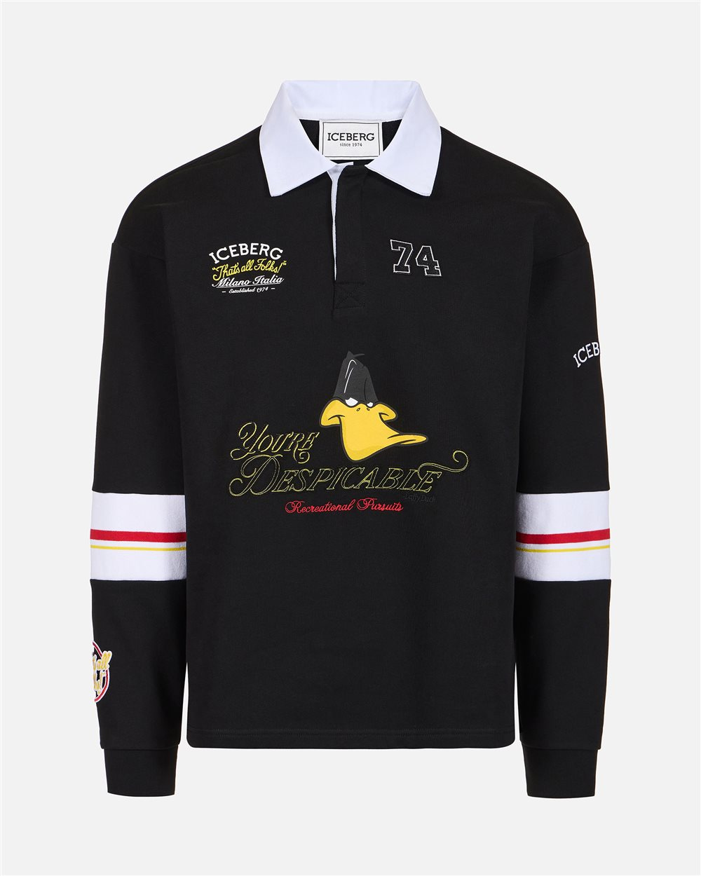 Black rugby fit cotton sweatshirt featuring Looney Tunes | ICEBERG